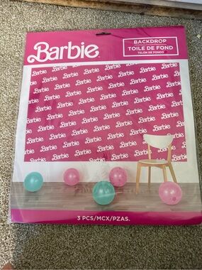 Barbie Pink Repeat Logo Backdrop